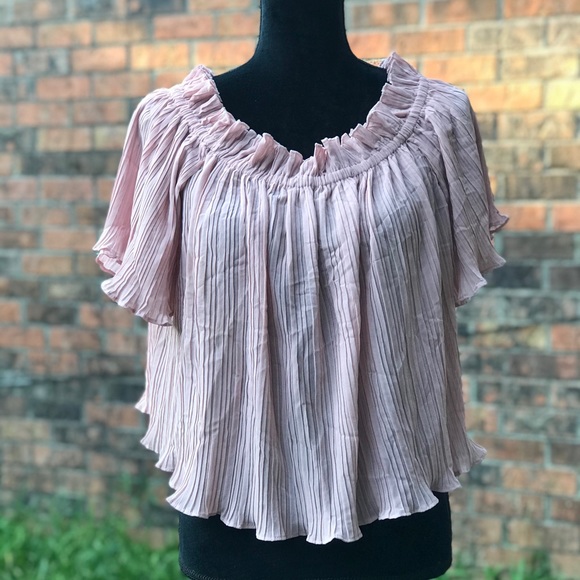 🌸Buy 1 Get 1 FREE🌸Smell The Roses Pink Off Shoulder Ruffle Top - Picture 7 of 8